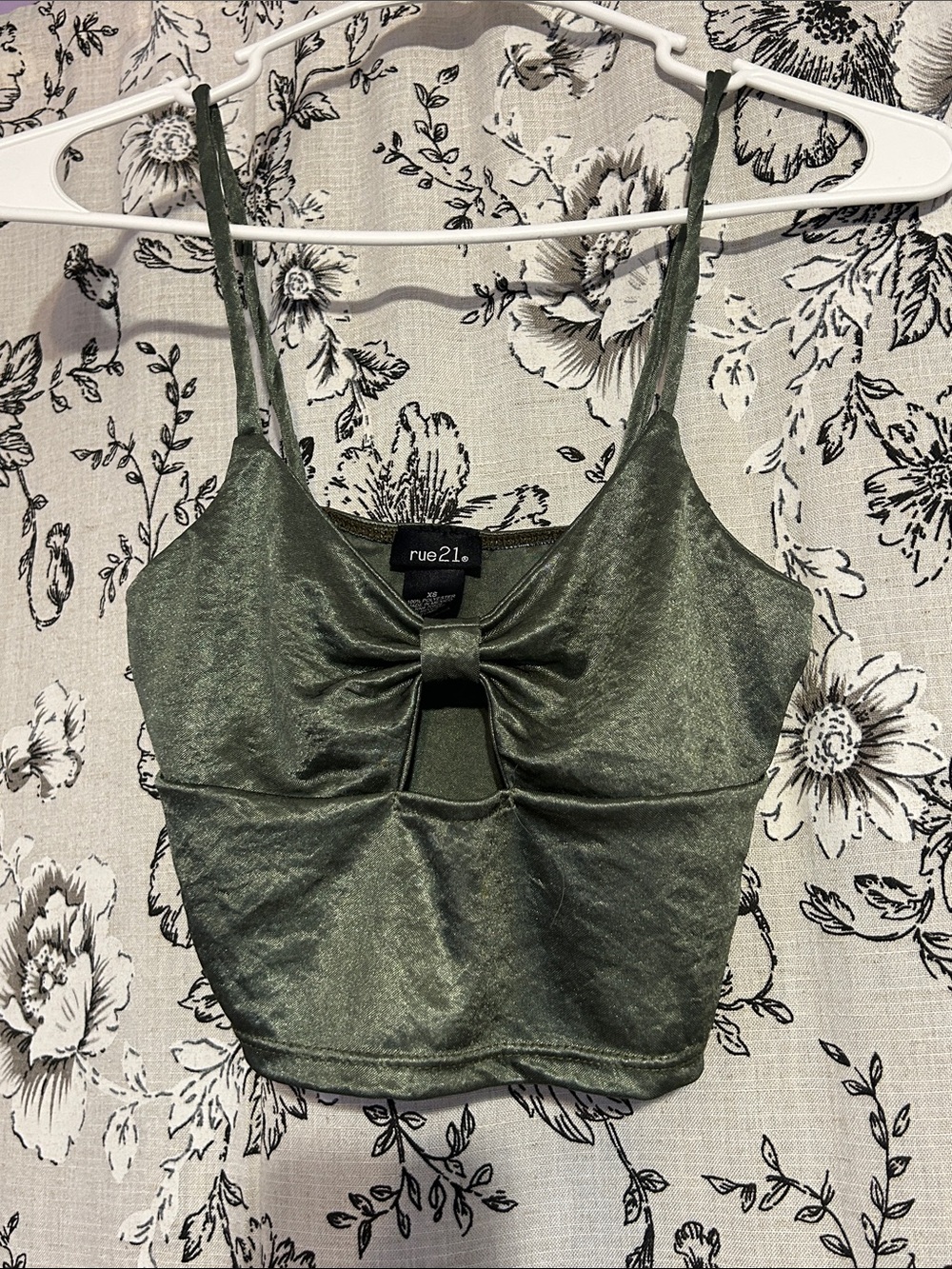 rue21 Olive Green Bow-Front Crop Camisole